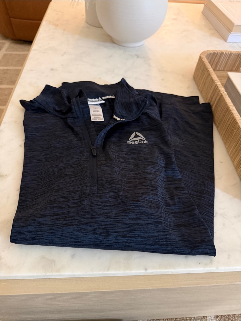 Reebok Men's Dark Navy Half-Zip Athletic Pullover Large